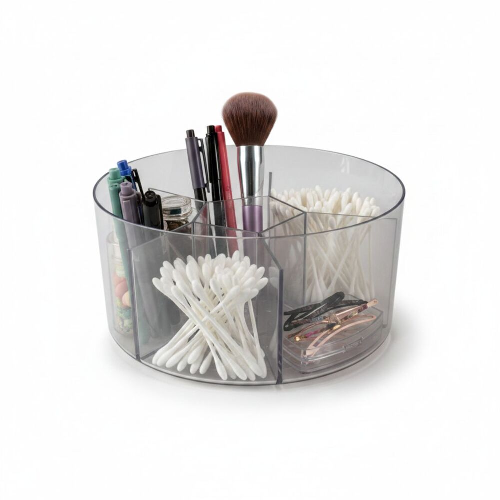 Clear Rotating Carousel Organizer 7" Cosmetic Craft Supply Storage Bin